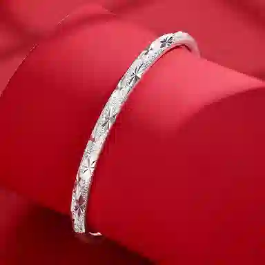 谧月珠宝 大气显年轻小众设计莫比乌斯环系列开口可调节轻奢素圈设计新中式国潮风满天星系列繁花似锦 合金 手镯 女款