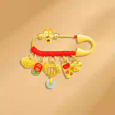 谧月珠宝 平安如意纳福寓意祥福岁岁平安吉祥五宝压惊 新中式国潮小福龙年 合金 别针配饰 儿童款