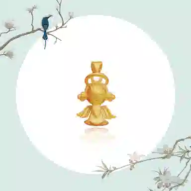 谧月珠宝 爱心小天使 新中式国潮时尚大气轻奢精致创意设计 高级感磨砂久不掉色 合金 吊坠 男女同款情侣款