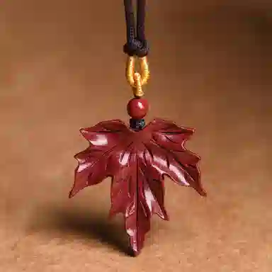谧月珠宝 新中式古风枫叶优雅国风复古 再造辰砂朱砂 吊坠 男女同款情侣款