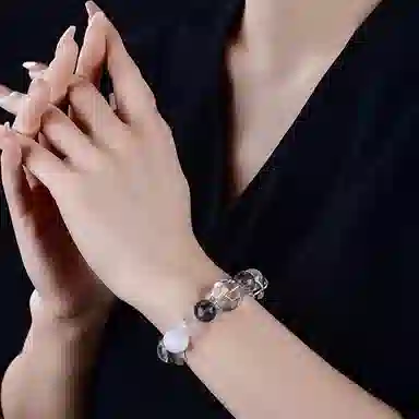 谧月珠宝 小众设计精致时尚百搭轻奢风国潮新中式甜美优雅精美高级感好运天然 白水晶 手串 男女同款情侣款