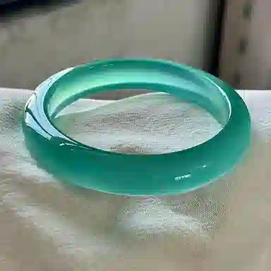 谧月珠宝 国风国潮清冷感新中式气质显白 复古小众设计高级感招财转运纳福民族风油青色古典高奢优雅 玛瑙 玉石手镯 女款