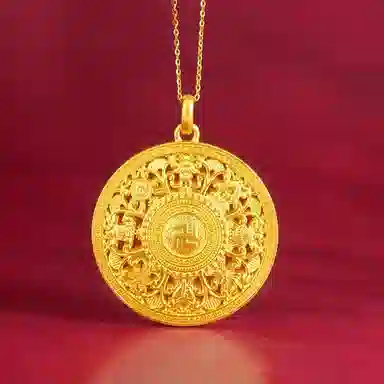 谧月珠宝 八宝罗盘 吉祥福字 新中式国潮风简约 轻奢雅韵气质显白 复古潮流精致高级感 合金 吊坠 男女同款情侣款