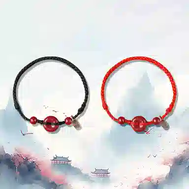 谧月珠宝 平安扣 国潮新中式 时尚复古民族风气质优雅高级感 冷淡风小众设计休闲简约转运 朱砂 玉石手链 女款