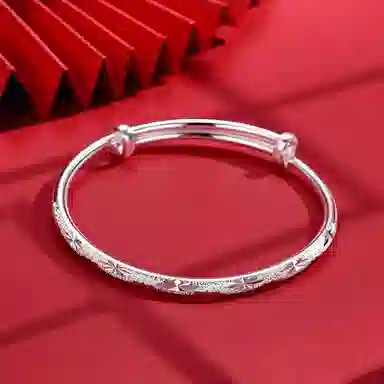 谧月珠宝 大气显年轻小众设计莫比乌斯环系列开口可调节轻奢素圈设计新中式国潮风满天星系列繁花似锦 合金 手镯 女款