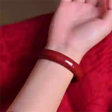 谧月珠宝 招财转运 新中式国潮国风护身符民族风贵妃镯 复古精致时尚简约轻奢气质优雅高级感 朱事顺利 朱砂 玉石手镯 女款