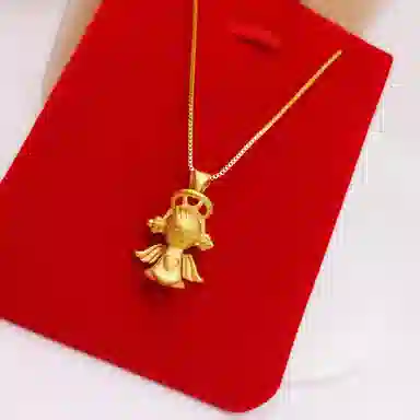 谧月珠宝 爱心小天使 新中式国潮时尚大气轻奢精致创意设计 高级感磨砂久不掉色 合金 吊坠 男女同款情侣款