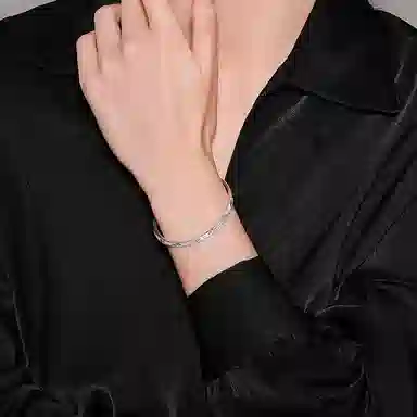 谧月珠宝 大气显年轻小众设计莫比乌斯环系列开口可调节轻奢素圈设计新中式国潮风满天星系列繁花似锦 合金 手镯 女款