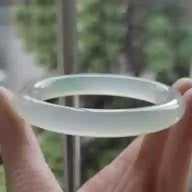 谧月珠宝 浅冰晴 新中式国潮复古轻奢民族风 精致优雅气质经典温婉 莹润冰透古韵素圈 旗袍汉服 玛瑙 玉石手镯 女款