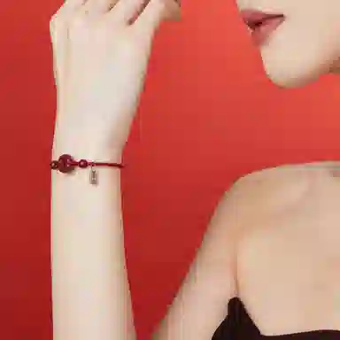 谧月珠宝 平安扣 国潮新中式 时尚复古民族风气质优雅高级感 冷淡风小众设计休闲简约转运 朱砂 玉石手链 女款