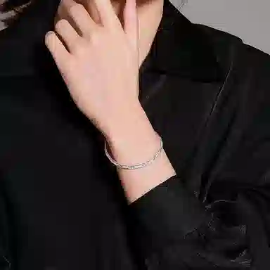 谧月珠宝 大气显年轻小众设计莫比乌斯环系列开口可调节轻奢素圈设计新中式国潮风满天星系列繁花似锦 合金 手镯 女款