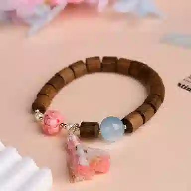 谧月珠宝 新中式清新可爱风 藏式小流苏国潮 合金 手串 女款 檀木