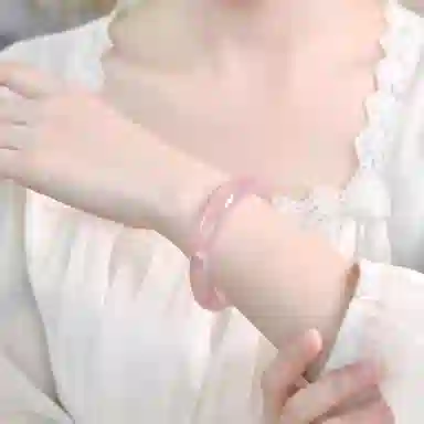 谧月珠宝 樱花粉冰透 桃之夭夭一步一响 轻奢高级感新中式国潮国风优雅气质少女感 小清新甜美温柔气质典雅 玛瑙 手镯 女款