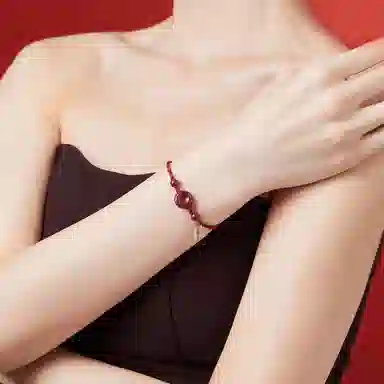 谧月珠宝 平安扣 国潮新中式 时尚复古民族风气质优雅高级感 冷淡风小众设计休闲简约转运 朱砂 玉石手链 女款