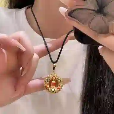 谧月珠宝 六字箴言 新中式国潮久不褪色 小众创意设计 转金筒可转动   日常通勤百搭 合金 吊坠 男女同款情侣款