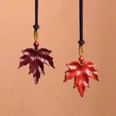 谧月珠宝 新中式古风枫叶优雅国风复古 再造辰砂朱砂 吊坠 男女同款情侣款
