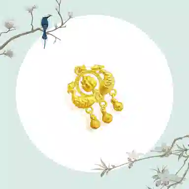 谧月珠宝 鲤鱼戏莲 国风新中式精美优雅气质小众轻奢高级设计久不褪色 古法铃铛款必备 合金 吊坠 男女同款情侣款