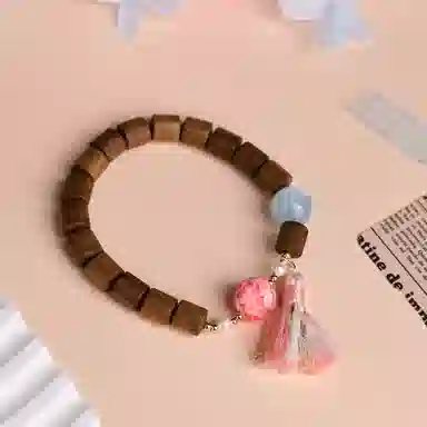 谧月珠宝 新中式清新可爱风 藏式小流苏国潮 合金 手串 女款 檀木