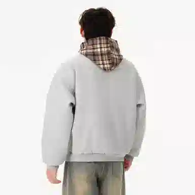 美式复古连帽加绒加厚休闲百搭卫衣夹克棉服 男女同款