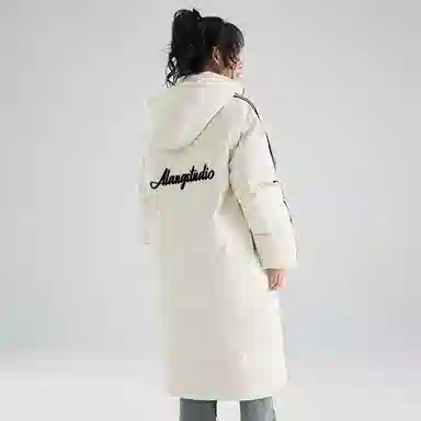 徐太浪 美式中长款过膝保暖面包服侧边撞色条纹设计感加厚连帽上衣外套棉服 男女同款