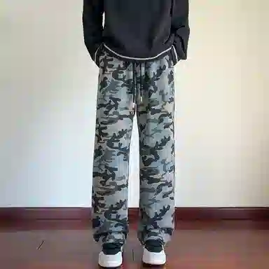 徐太浪 美式复古高街设计感直筒阔腿迷彩户外运动风休闲裤 男女同款