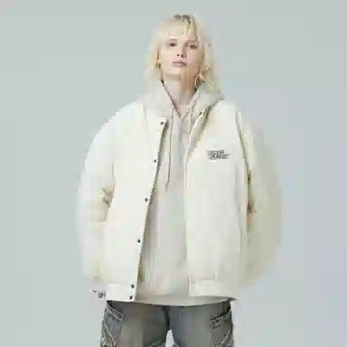 徐太浪 学院风菱形格字母皮标棒球领排扣宽松螺纹袖口棉服 男女同款