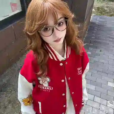 稻草人  设计感宽松夹克美式潮牌拼色刺绣花朵棒球服 男女同款