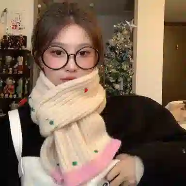 纳兰杜 韩式氛围高级感时尚百搭保暖加厚礼盒装学生穿搭 聚酯纤维 绒线围巾 女款 米色