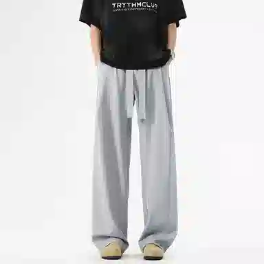 八哥 美式纯色高街时尚百搭宽松舒适透气直筒休闲裤 男女同款