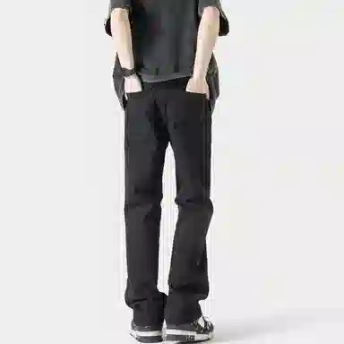 八哥 美式高街复古重水洗做旧百搭休闲运动柔软不硬弯刀裤废土风潮流时尚简约纯色基础款垂感日常通勤牛仔裤 男女同款