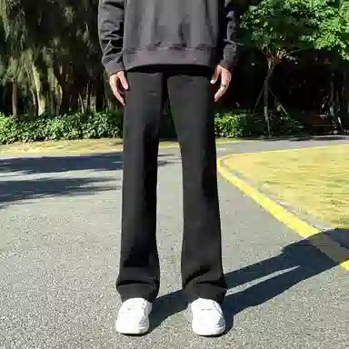 八哥 美式高街暗夜弯刀极简通勤经典款宽松直筒做旧百搭复古纯色堆积感轻水洗牛仔裤 男女同款