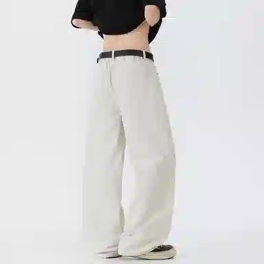 八哥 美式夏季纯色基础款高街风痞帅慵懒感弯刀裤宽松舒适透气垂感百搭时尚高级感休闲牛仔裤 男女同款