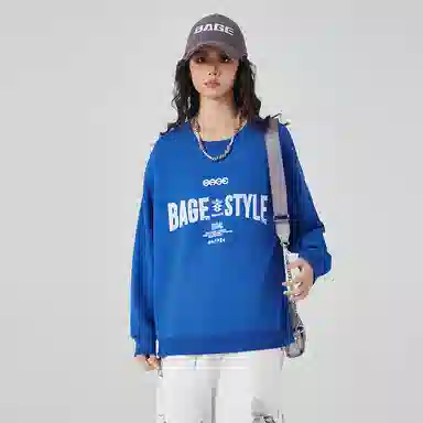 八哥 字母印花时尚宽松百搭圆领卫衣 男女同款