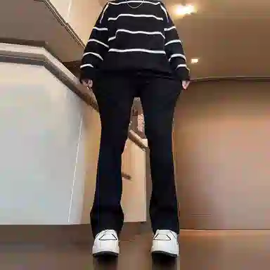 八哥 美式高街简约无性别穿搭基础款复古直筒垂感轻度水洗做旧弹力纯色牛仔裤 男女同款