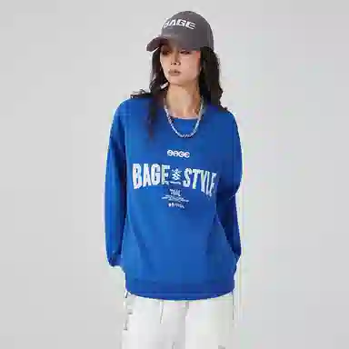 八哥 字母印花时尚宽松百搭圆领卫衣 男女同款