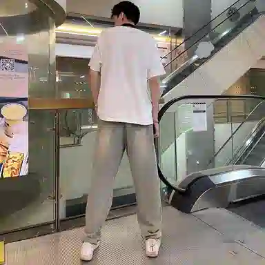 八哥 美式高街简约基础款创意花朵字母短袖做旧纯色长裤休闲运动套装 男女同款