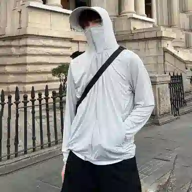 八哥 户外日常通勤纯色简约基础款冰丝速干凉感透气休闲宽松防紫外线外套连帽防晒服 男女同款