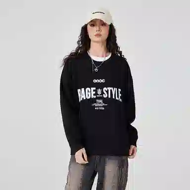 八哥 字母印花时尚宽松百搭圆领卫衣 男女同款
