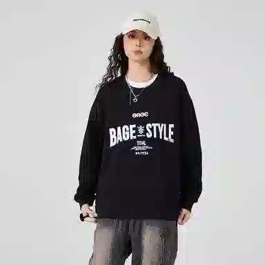 八哥 字母印花时尚宽松百搭圆领卫衣 男女同款