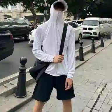 八哥 户外日常通勤纯色简约基础款冰丝速干凉感透气休闲宽松防紫外线外套连帽防晒服 男女同款