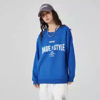 八哥 字母印花时尚宽松百搭圆领卫衣 男女同款