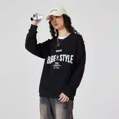 八哥 字母印花时尚宽松百搭圆领卫衣 男女同款