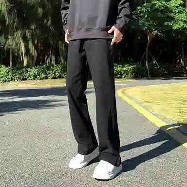 八哥 美式高街暗夜弯刀极简通勤经典款宽松直筒做旧百搭复古纯色堆积感轻水洗牛仔裤 男女同款