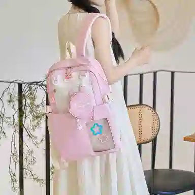 米囹 上学精致范多色可选 背包大容量高中初中 女款  轻盈 双肩包 常规 黑色/粉红色/紫罗兰/黄色/天蓝色