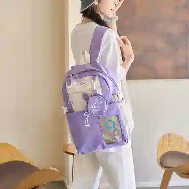 米囹 上学精致范多色可选 背包大容量高中初中 女款  轻盈 双肩包 常规 黑色/粉红色/紫罗兰/黄色/天蓝色