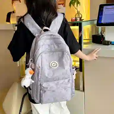 米囹 潮萌印花美感 学生向往质地亲肤耐磨 百搭户外男女同款 轻盈 双肩包 常规 乳白色/灰色/黑色/紫色/绿色