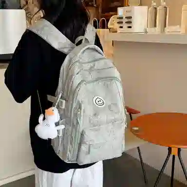 米囹 潮萌印花美感 学生向往质地亲肤耐磨 百搭户外男女同款 轻盈 双肩包 常规 乳白色/灰色/黑色/紫色/绿色