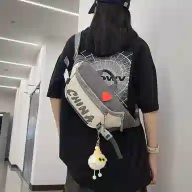 米囹 韩版大容量小清新学校百搭 男女同款 轻盈 斜跨包 中号 白色/灰色/黑色/荧光绿/蓝色