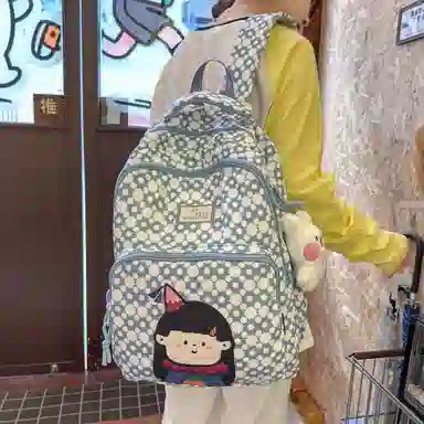 米囹 多色可选潮百搭 通勤背包学院风 小清新男女同款 轻盈 双肩包 常规 爱心狗/格子狗/小女孩/点点狗/波点熊