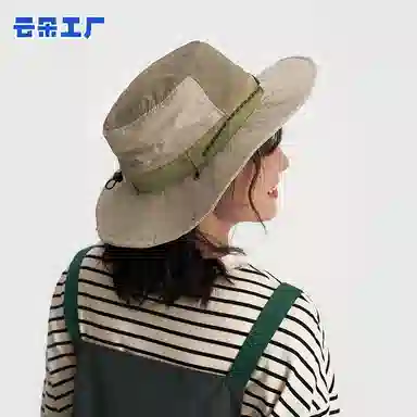 云朵工厂 大帽檐拼色休闲户外穿搭薄款 锦纶 渔夫帽 女款